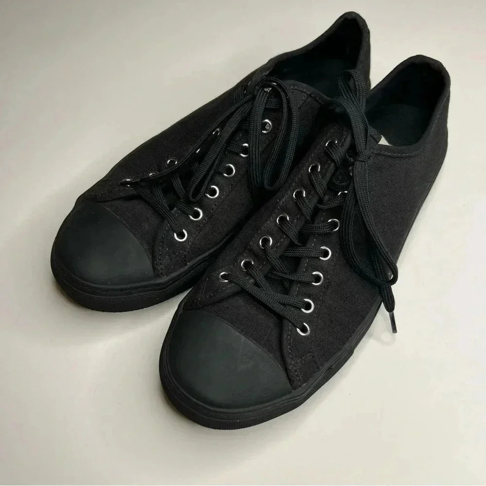 Nothing New Sneakers Classic Low Top Shoe Black Canvas Womens 9 - Picture 2 of 7